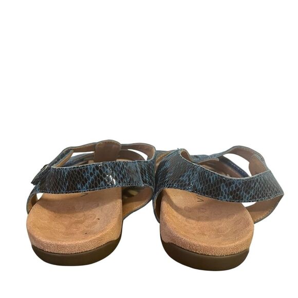 Vionic Harissa Indigo Blue Snakeskin Leather Gladiator Flat Comfort Sandal sz 7M - Picture 4 of 6